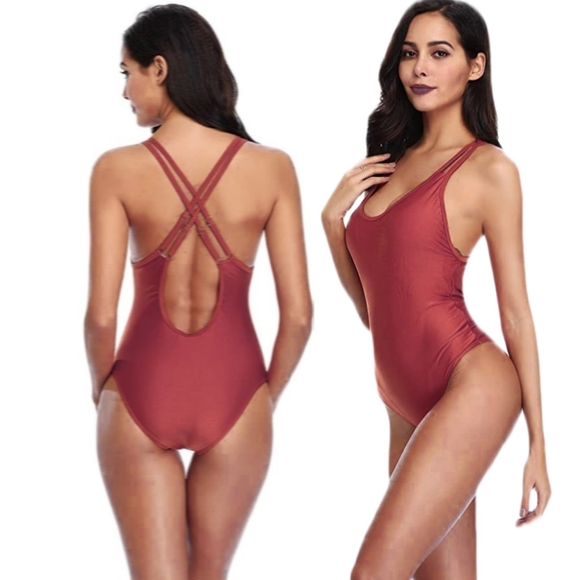 Marinavida Other - NWT MARINAVIDA Womens 2XL One Piece Wine Strap Low Back Bathing Suit